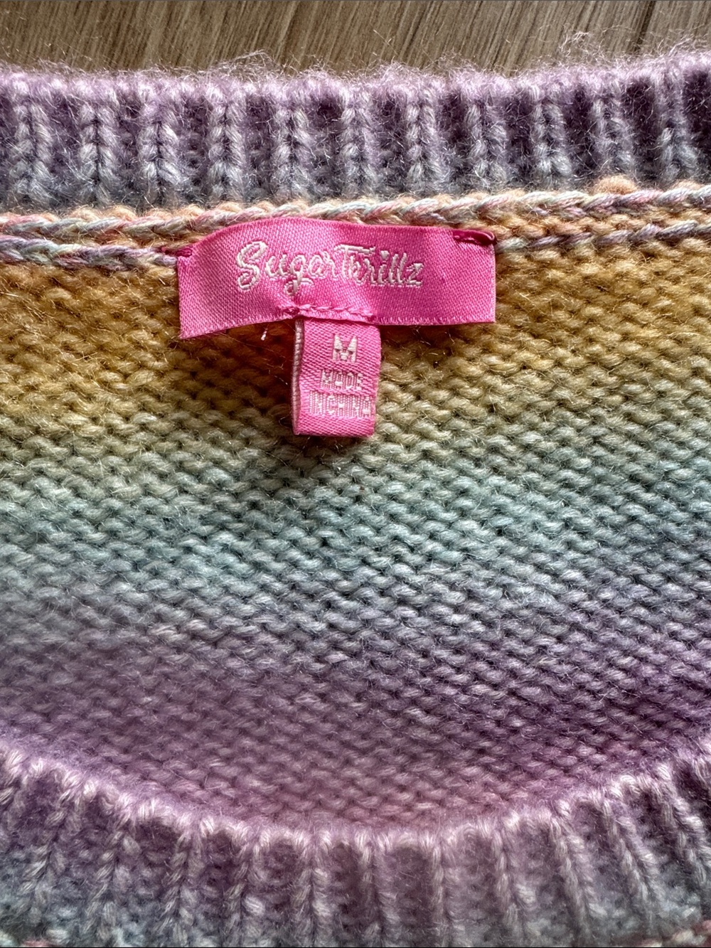 Dolls Kill Sugar Thrillz Rainbow Sadie Hawkins Striped Sweater Size M - Picture 6 of 11
